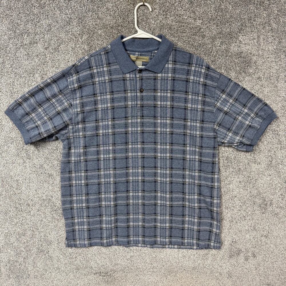 Basic Equipment Polo Shirt L Plaid Golf Dadcore Classic Preppy Normcore Heritage